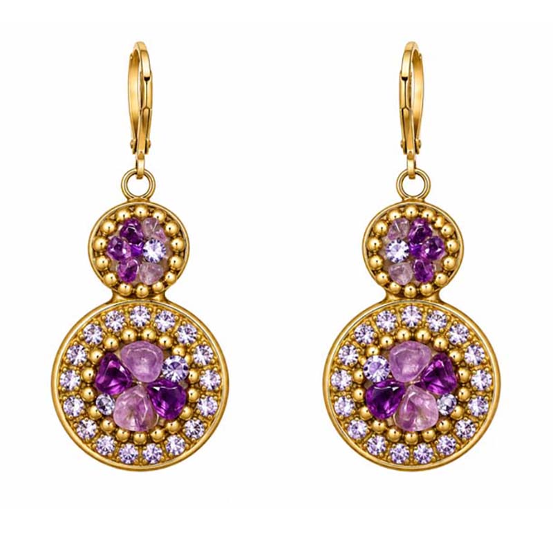 Violet Double Circle Earrings
