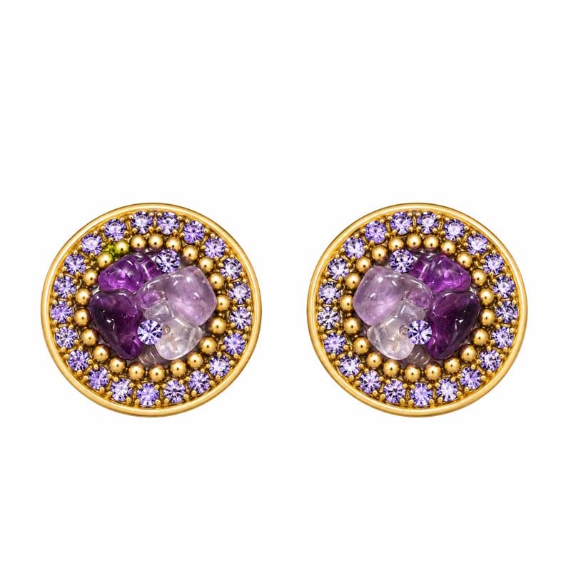 Violet Circle Post Earrings