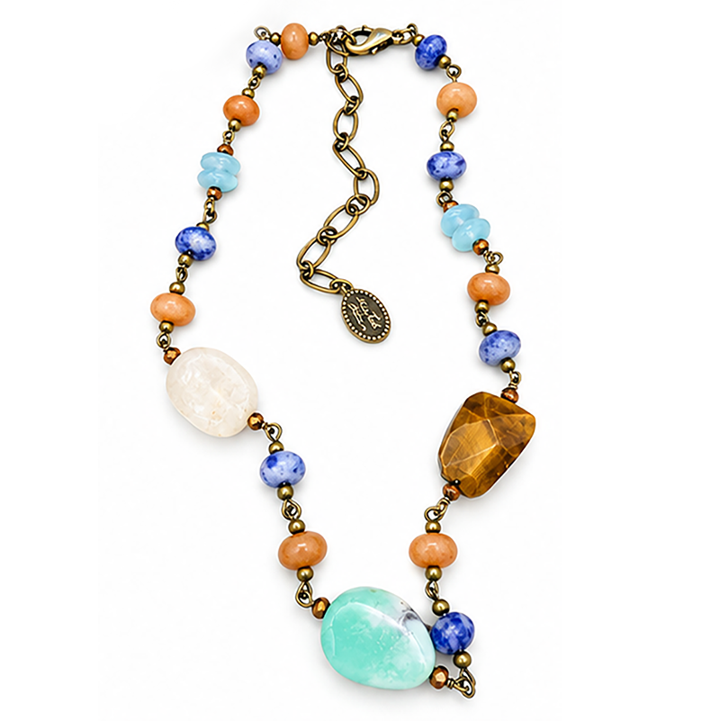 Tropical Beaded Gemstone Necklace