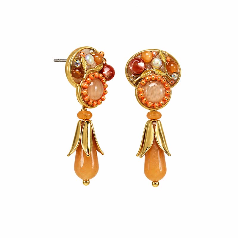 Peach Tree Dangling Earrings