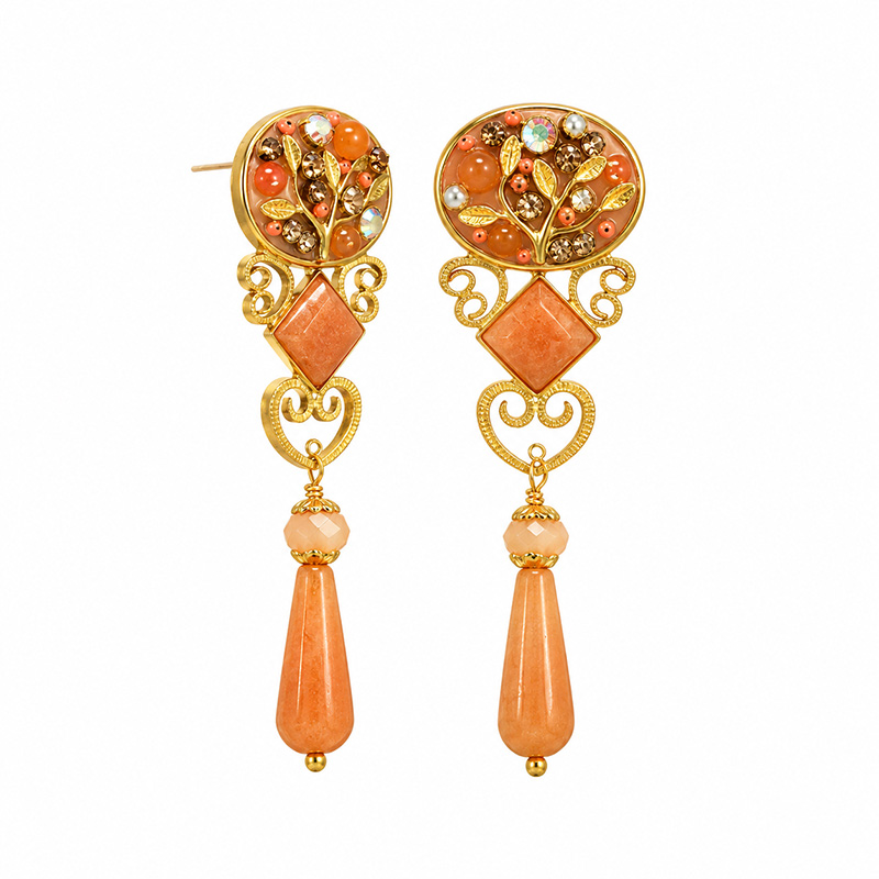 Peach Tree Statement Earrings