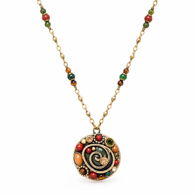 Evergreen Circle Beaded Necklace