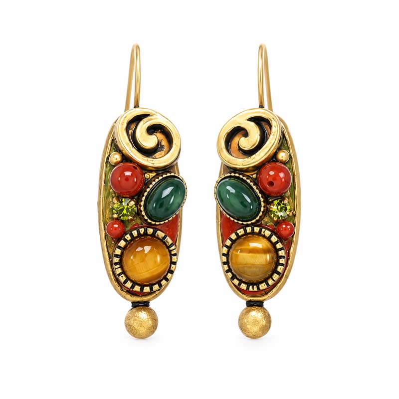 Evergreen Long Oval Earrings