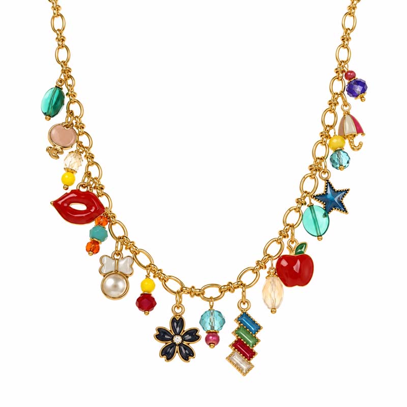 Colorful Glass Charm Necklace