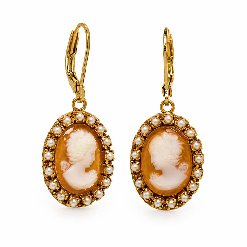 Classic Pearl Cameo Earrings