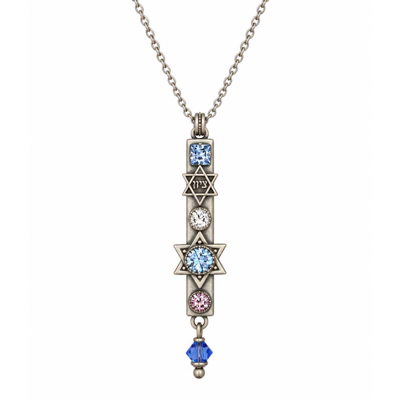 Ice Crystals Mezuzah Necklace