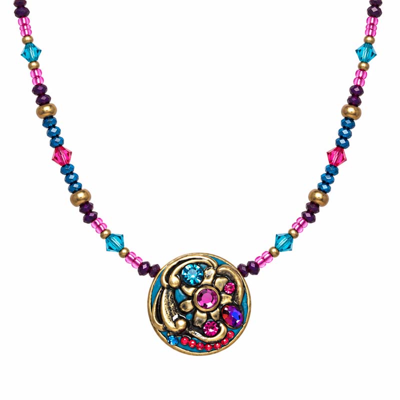 Teal Small Circle Necklace