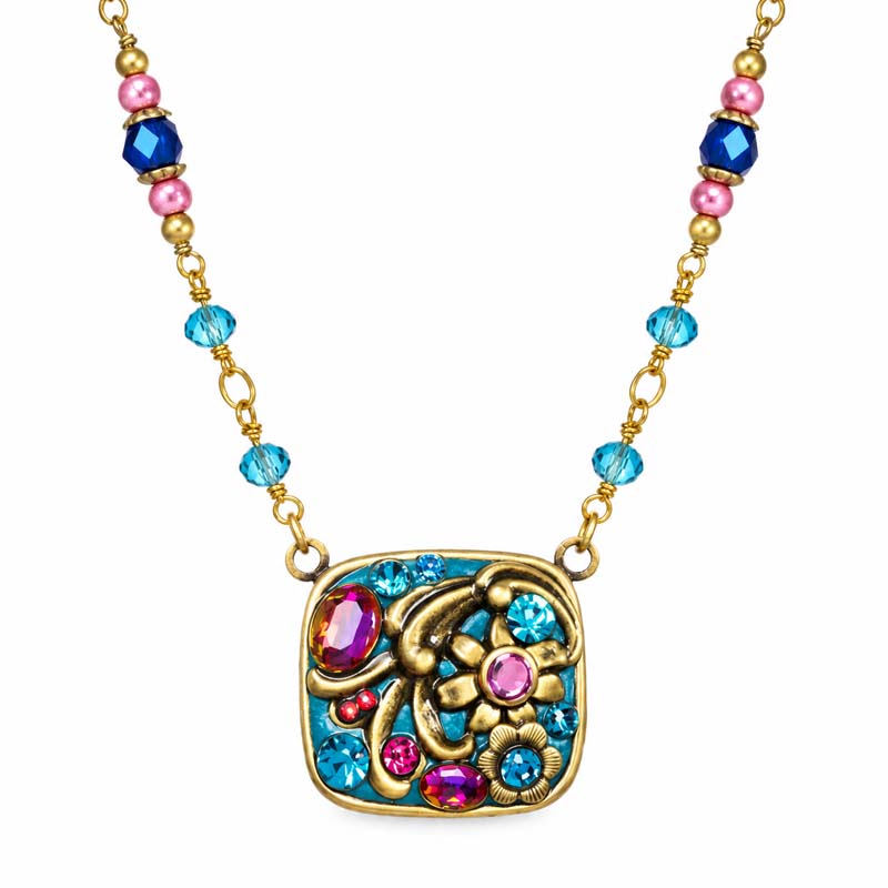 Teal Square Necklace