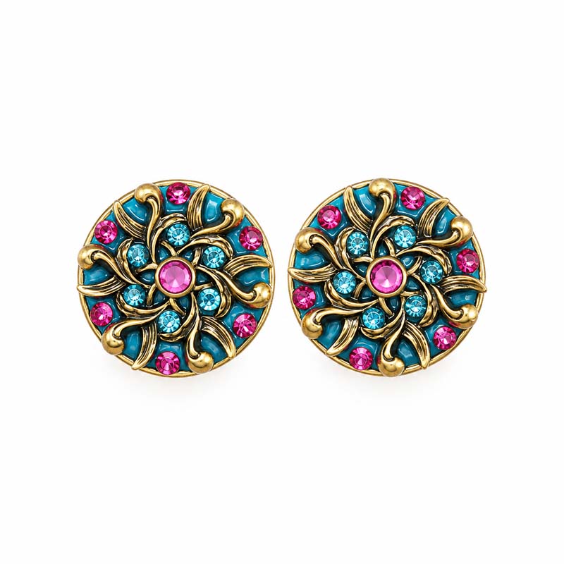Teal Circle Earrings