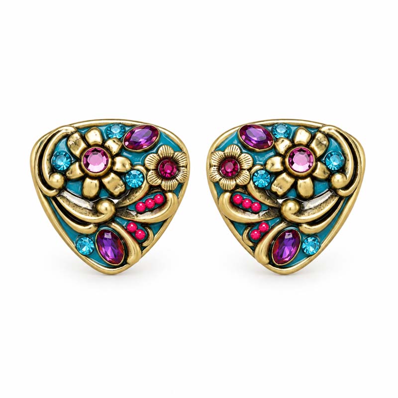 Teal Diamond Earrings