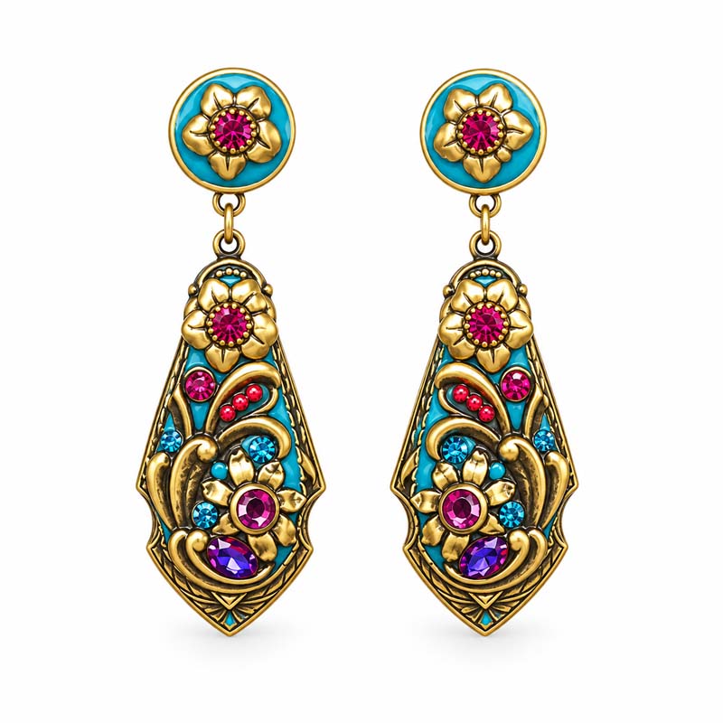 Teal Statement Earrings