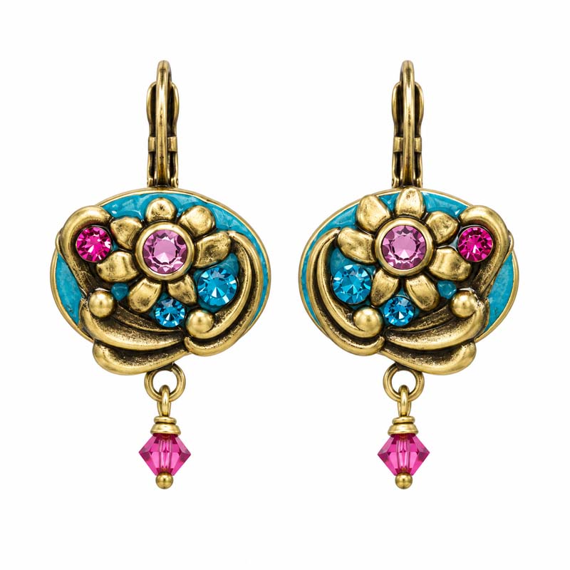 Teal Wide Oval Earrings