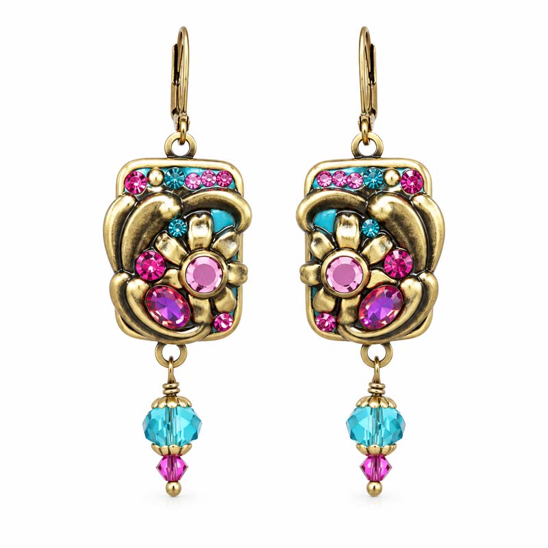 Teal Rectangle Earrings