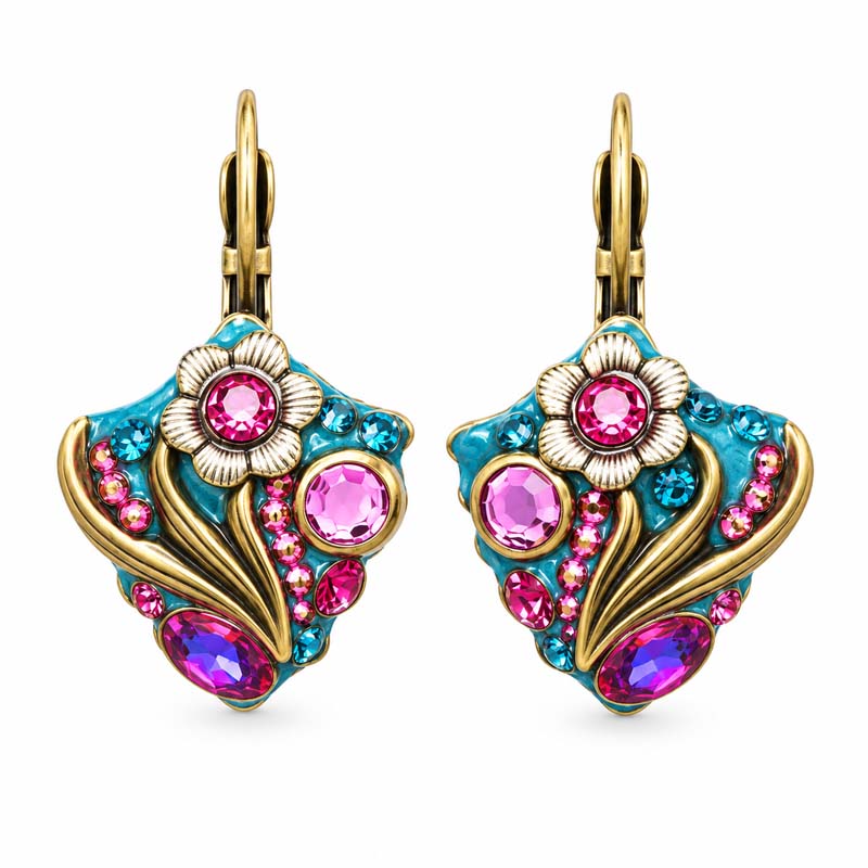 Teal Shield Earrings