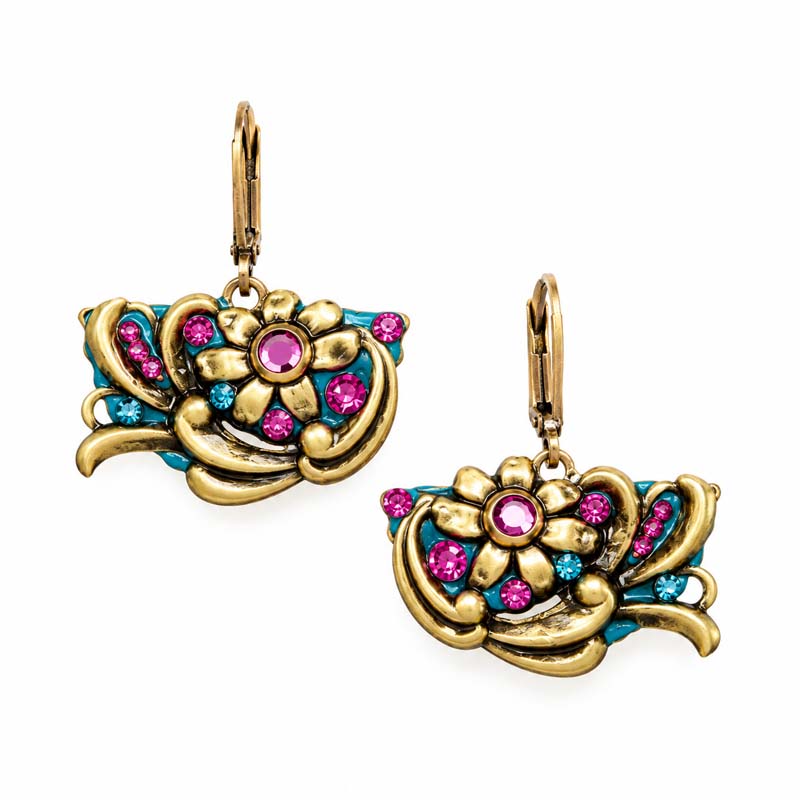 Teal Crescent Earrings