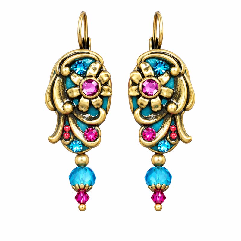 Teal Oval Dangling Earrings