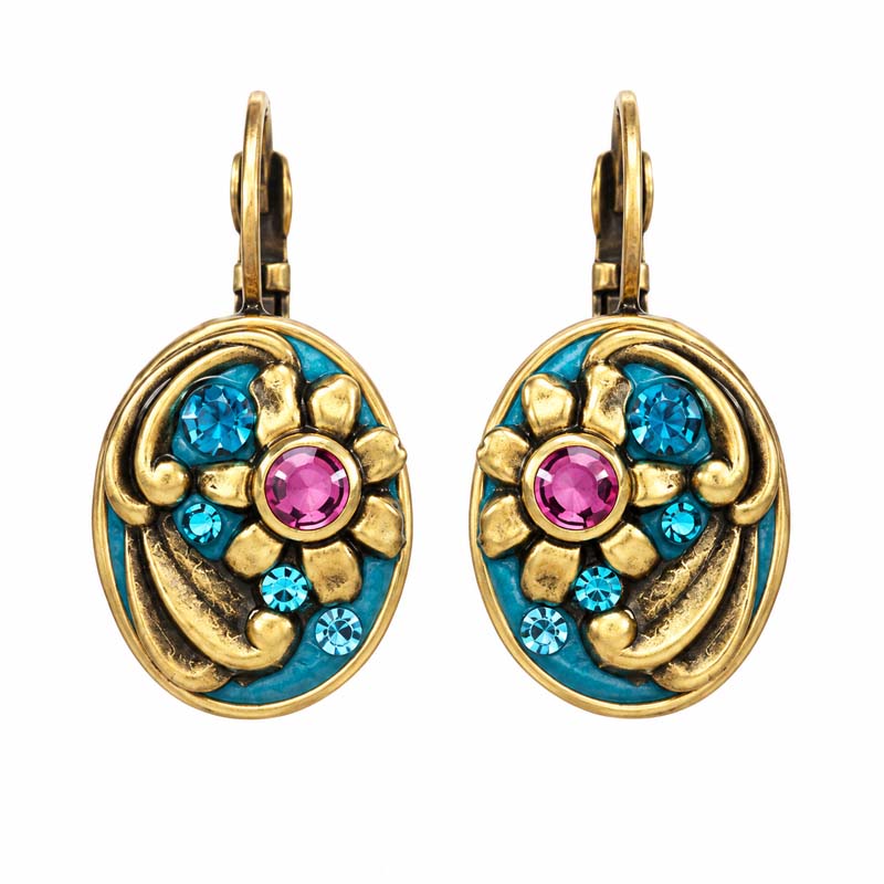 Teal Oval Earrings