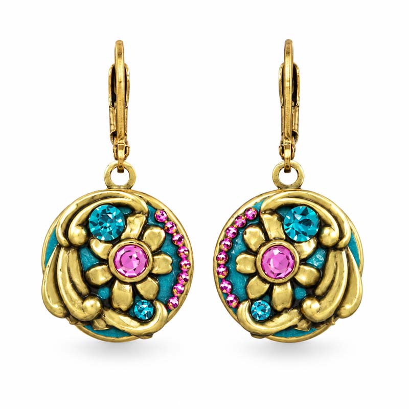 Teal Small Circle Earrings