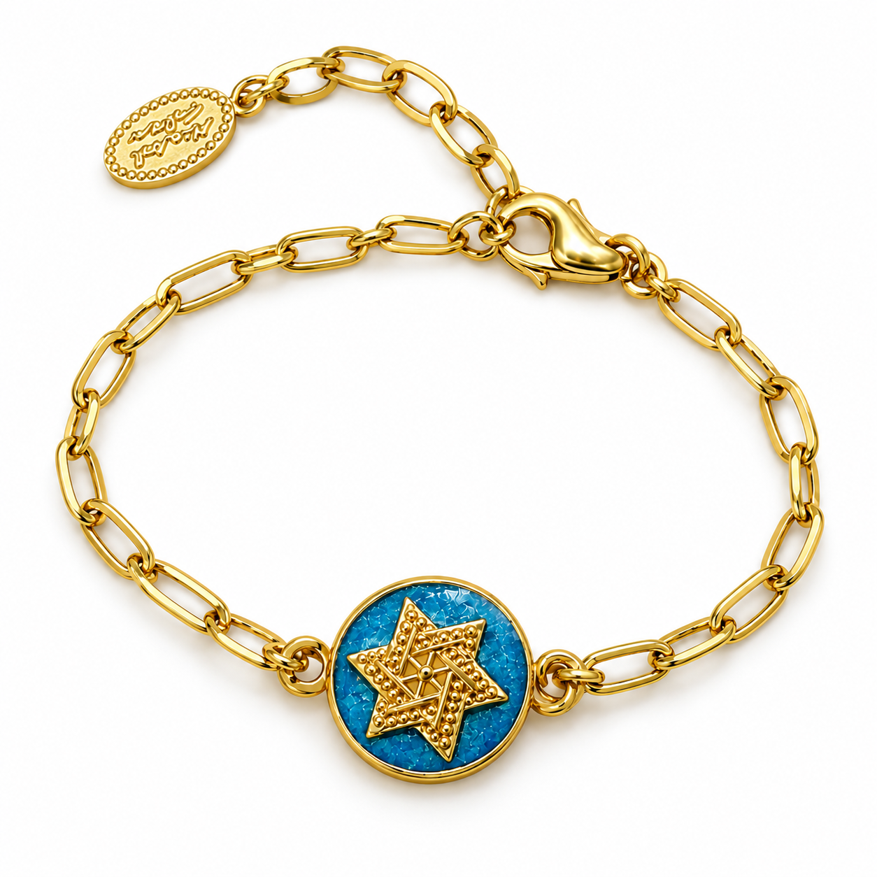 Blue Star of David Chain Bracelet