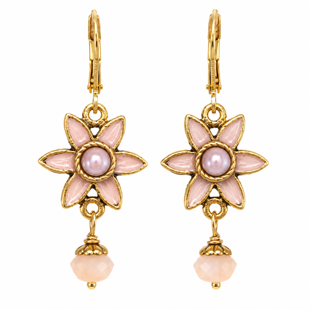 Pale Pink Flower Earrings