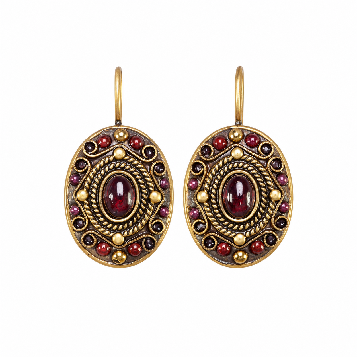 Garnet Oval Earrings