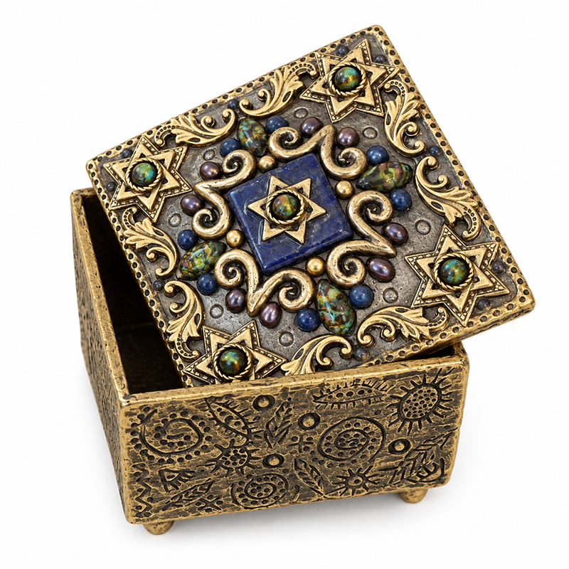 Abalone and Sodalite Star of David Jewelry Box